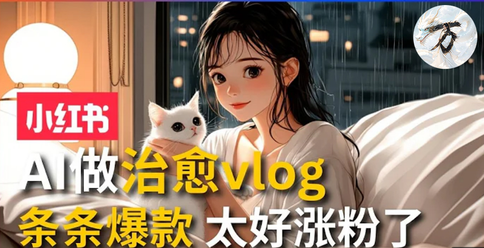 AI治愈系vlog动画视频，小红书7天 涨粉破千，商单报价1500+，0成本制作，日入2000+，有手就会 时点搞钱-网创项目资源站-副业项目-创业项目-搞钱项目时点搞钱