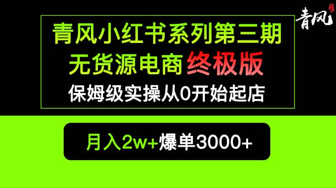 小红书无货源电商爆单终极版【视频教程+实战手册】保姆级实操从0起店爆单时点搞钱-网创项目资源站-副业项目-创业项目-搞钱项目时点搞钱