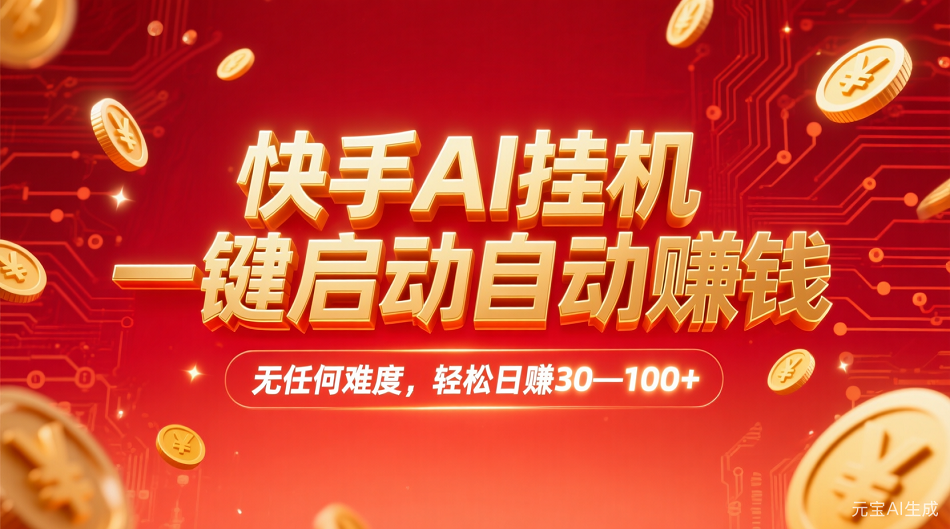 快手AI，一键启动自动赚钱 无任何难度，轻松一天30—100+时点搞钱-网创项目资源站-副业项目-创业项目-搞钱项目时点搞钱