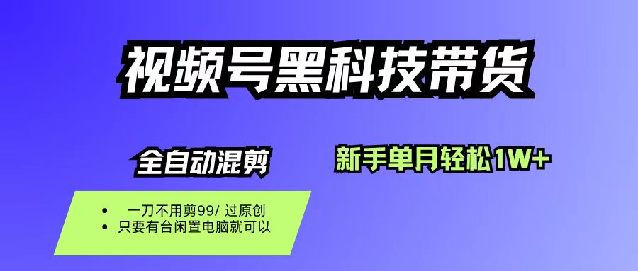 视频号黑科技短视频带货，新手也能单月到手1W+，一刀不用剪，零投资时点搞钱-网创项目资源站-副业项目-创业项目-搞钱项目时点搞钱