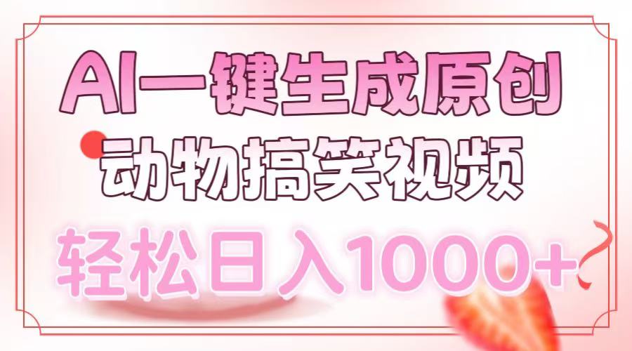 AI一键生成原创动物搞笑视频，轻松日入1000+时点搞钱-网创项目资源站-副业项目-创业项目-搞钱项目时点搞钱