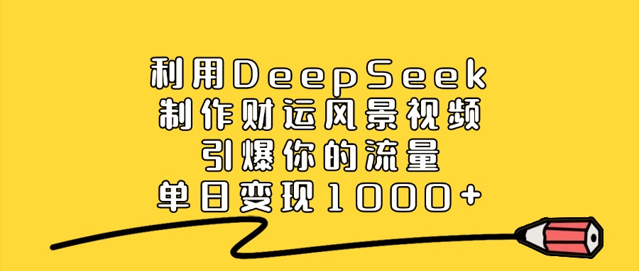 利用DeepSeek制作财运风景视频，做出爆款视频，单日变现1000+时点搞钱-网创项目资源站-副业项目-创业项目-搞钱项目时点搞钱