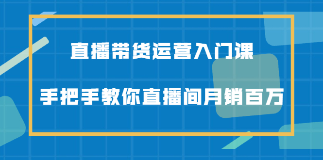 直播带货运营入门课，手把手教你直播间月销百万时点搞钱-网创项目资源站-副业项目-创业项目-搞钱项目时点搞钱