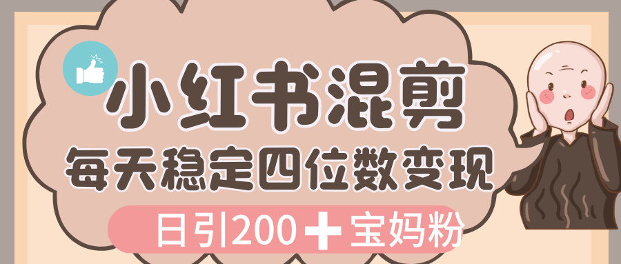 价值 3980 的小红书混剪， 虚拟变现，日引 200+宝妈创业粉，每天稳定四位数变现时点搞钱-网创项目资源站-副业项目-创业项目-搞钱项目时点搞钱