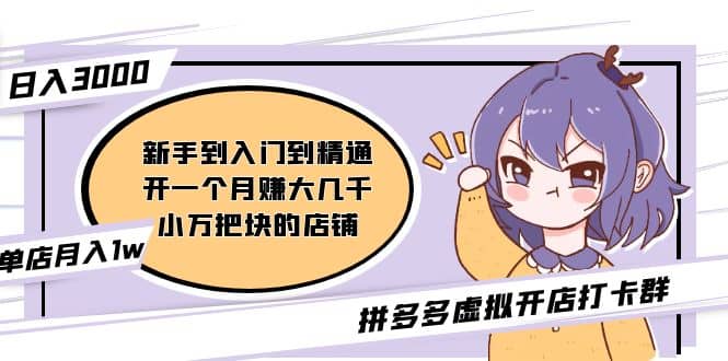 拼多多虚拟开店打卡群：入门到精通（昨日群里有小伙伴3000+）2月26更新时点搞钱-网创项目资源站-副业项目-创业项目-搞钱项目时点搞钱