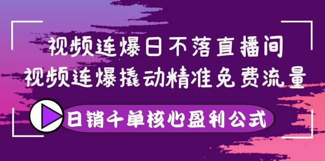 视频连爆日不落直播间，视频连爆撬动精准免费流量，日销千单核心盈利公式时点搞钱-网创项目资源站-副业项目-创业项目-搞钱项目时点搞钱