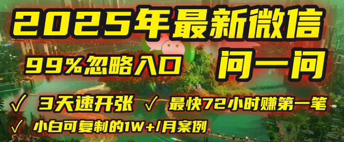 2025年，被99%的人忽视的微信问一问：每天写300字，最快3天就能“开张”赚到第一笔钱，有人已稳定月入1W+！时点搞钱-网创项目资源站-副业项目-创业项目-搞钱项目时点搞钱