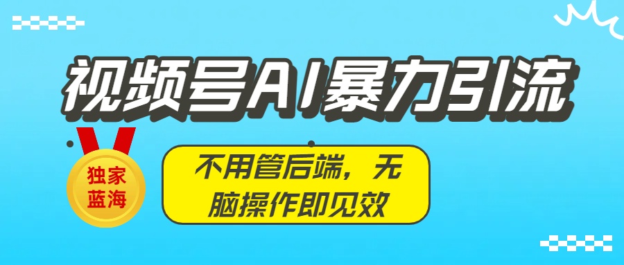 独家蓝海！视频号AI暴力引流：不用管后端，无脑操作即见效时点搞钱-网创项目资源站-副业项目-创业项目-搞钱项目时点搞钱