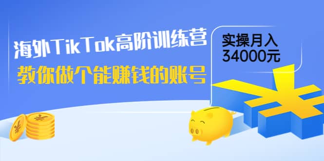 海外TikTok高阶训练营：教你做个能赚钱的账号，实操月入34000元！时点搞钱-网创项目资源站-副业项目-创业项目-搞钱项目时点搞钱