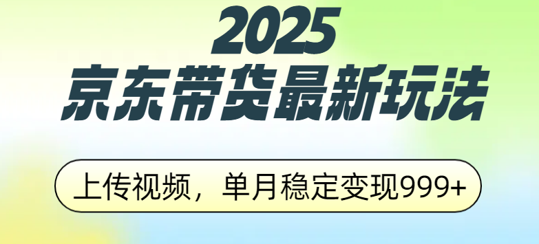 2025京东带货最新玩法，上传视频，单月稳定变现999+时点搞钱-网创项目资源站-副业项目-创业项目-搞钱项目时点搞钱