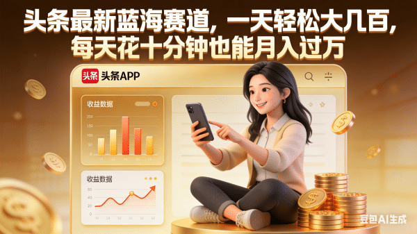 头条最新蓝海赛道，一天轻松大几百，每天花十分钟也能月入过万时点搞钱-网创项目资源站-副业项目-创业项目-搞钱项目时点搞钱