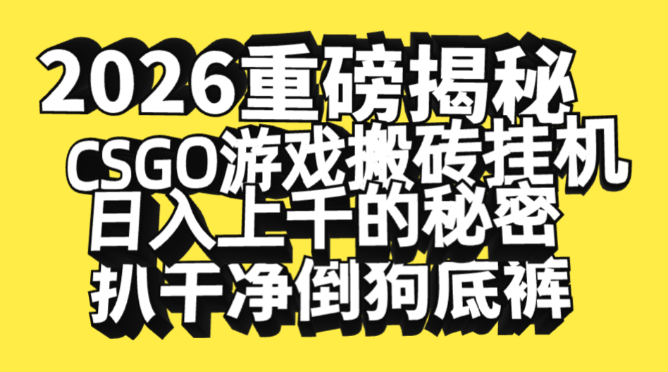 2026开年重磅解密，CSGO游戏搬砖挂机日入上千的秘密，把倒狗的底裤扒干净，毫无保留时点搞钱-网创项目资源站-副业项目-创业项目-搞钱项目时点搞钱