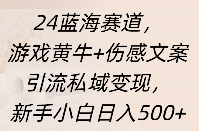 24蓝海赛道,游戏黄牛+伤感文案引流私域变现,新手日入500+时点搞钱-网创项目资源站-副业项目-创业项目-搞钱项目时点搞钱