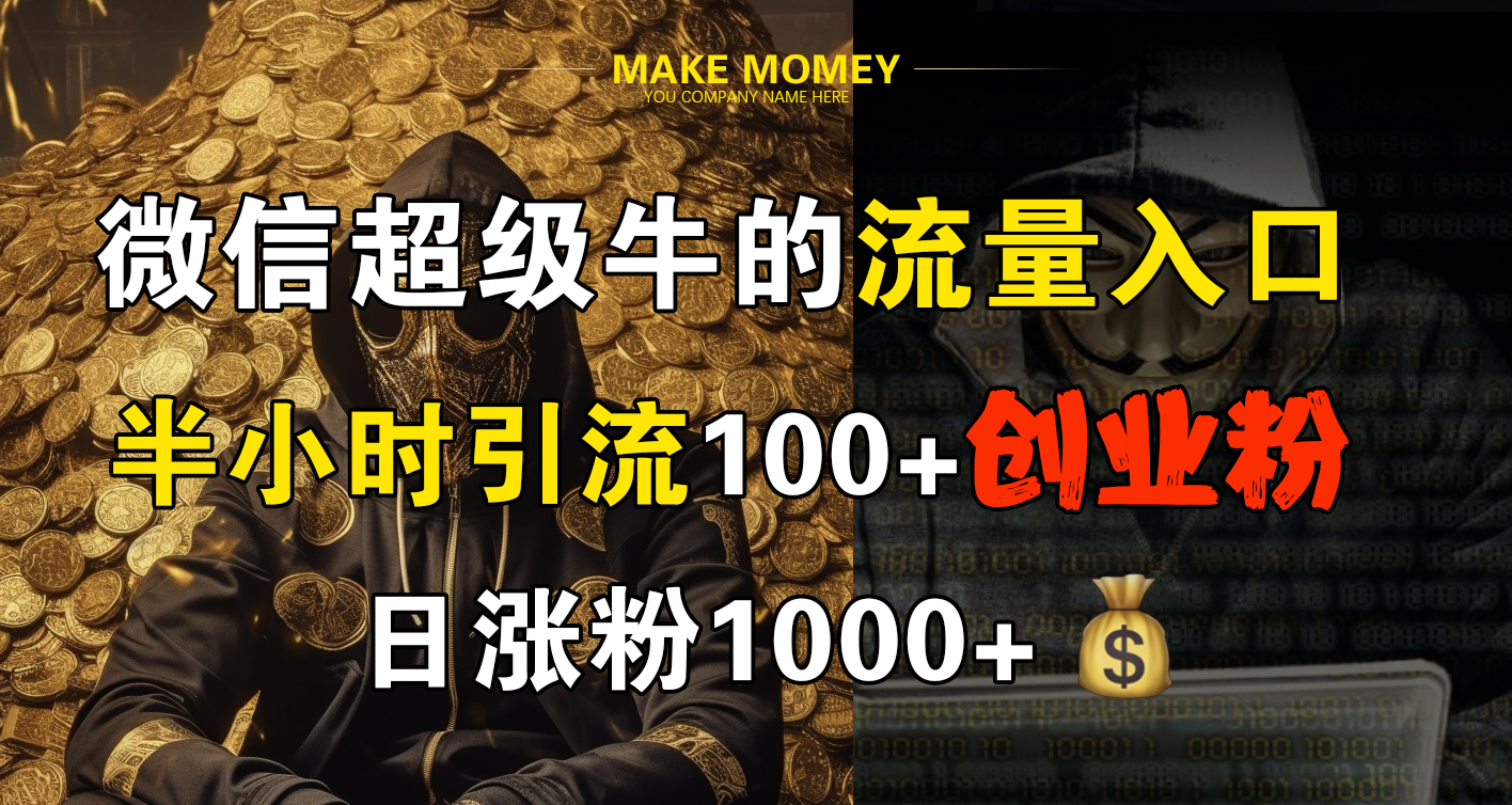微信超级牛的流量入口,半小时引流100+创业粉,日涨粉1000+时点搞钱-网创项目资源站-副业项目-创业项目-搞钱项目时点搞钱