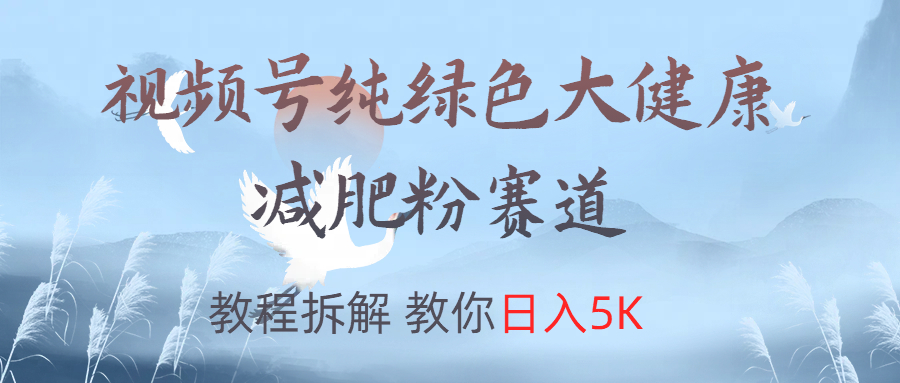 视频号纯绿色大健康粉赛道，教程拆解，教你日入5K时点搞钱-网创项目资源站-副业项目-创业项目-搞钱项目时点搞钱