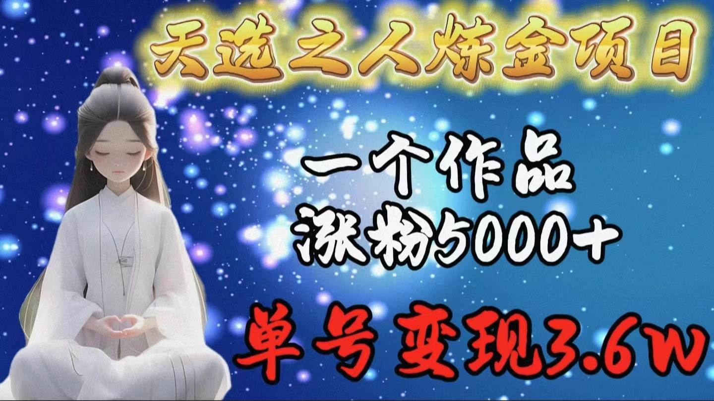 天选之人炼金项目，一个作品涨粉5000+，单号变现3.6w时点搞钱-网创项目资源站-副业项目-创业项目-搞钱项目时点搞钱