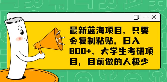 最新蓝海项目，只要会复制粘贴，日入800+，大学生考研项目，目前做的人极少时点搞钱-网创项目资源站-副业项目-创业项目-搞钱项目时点搞钱