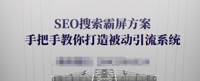 SEO搜索霸屏方案，手把手教你打造被动引流系统【视频课程】时点搞钱-网创项目资源站-副业项目-创业项目-搞钱项目时点搞钱