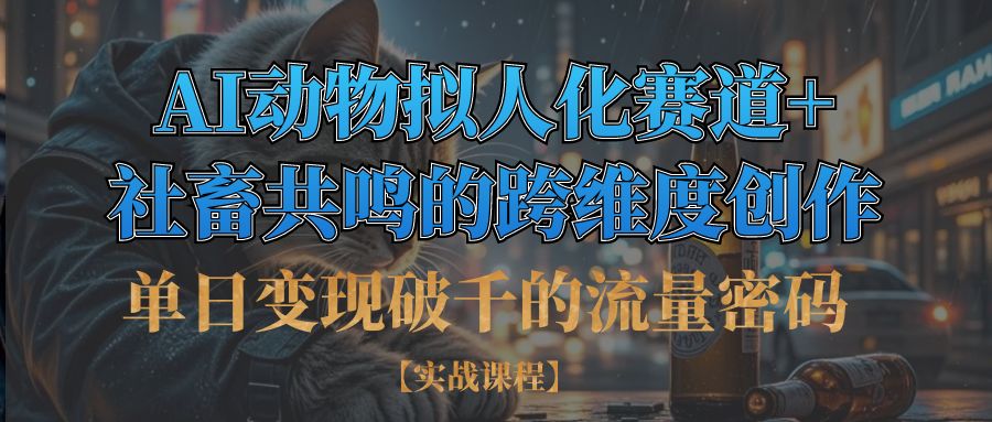 单日变现破千的流量密码,AI动物拟人化赛道+社畜共鸣的跨维度创作时点搞钱-网创项目资源站-副业项目-创业项目-搞钱项目时点搞钱