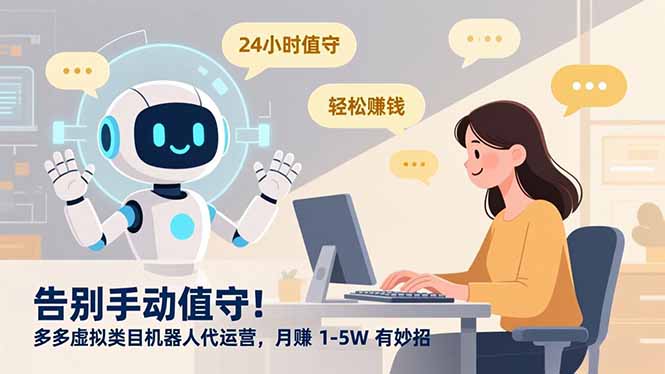 告别手动值守！多多虚拟类目机器人代运营，月赚 1-5W 有妙招时点搞钱-网创项目资源站-副业项目-创业项目-搞钱项目时点搞钱