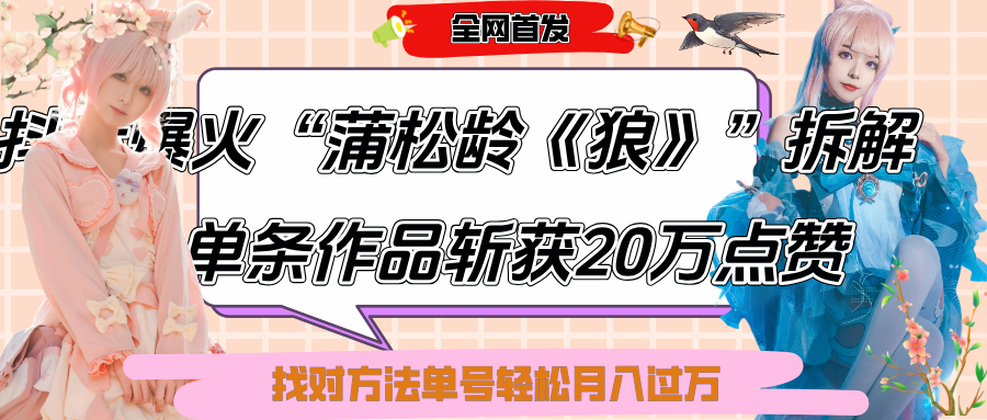 抖音爆火“蒲松龄《狼》”实战拆解,仅6条作品涨粉24W,单条作品收获20万点赞,找对方法轻松起号月入过万时点搞钱-网创项目资源站-副业项目-创业项目-搞钱项目时点搞钱