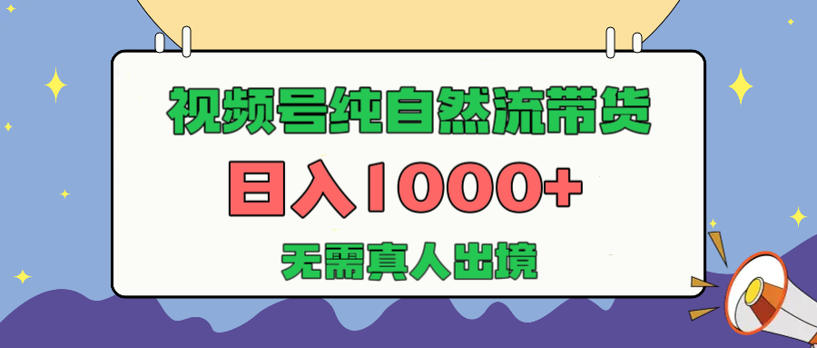 视频号纯自然流带货，日入1000+，无需真人出境，新手小白也可操作时点搞钱-网创项目资源站-副业项目-创业项目-搞钱项目时点搞钱
