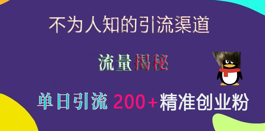 不为人知的引流渠道,流量揭秘,实测单日引流200+精准创业粉时点搞钱-网创项目资源站-副业项目-创业项目-搞钱项目时点搞钱