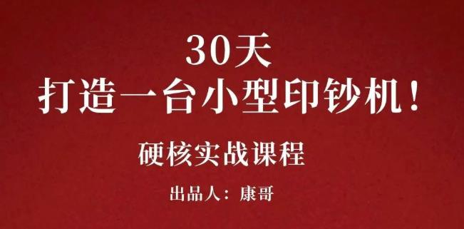 康哥30天打造一台小型印钞机：躺赚30万的项目完整复盘（视频教程）时点搞钱-网创项目资源站-副业项目-创业项目-搞钱项目时点搞钱