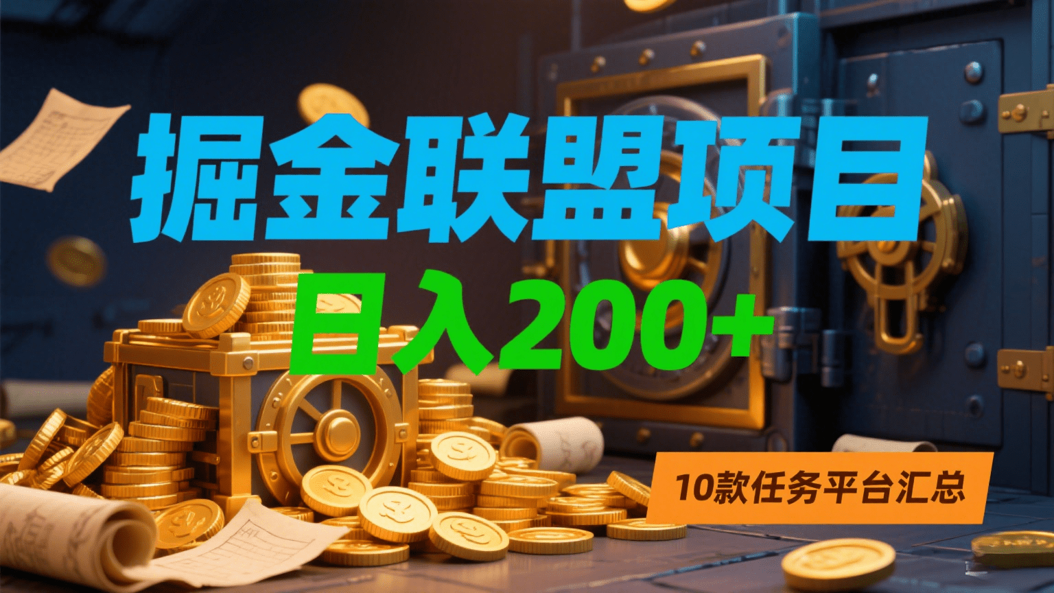 掘金联盟项目，日入200+，10款任务平台汇总时点搞钱-网创项目资源站-副业项目-创业项目-搞钱项目时点搞钱