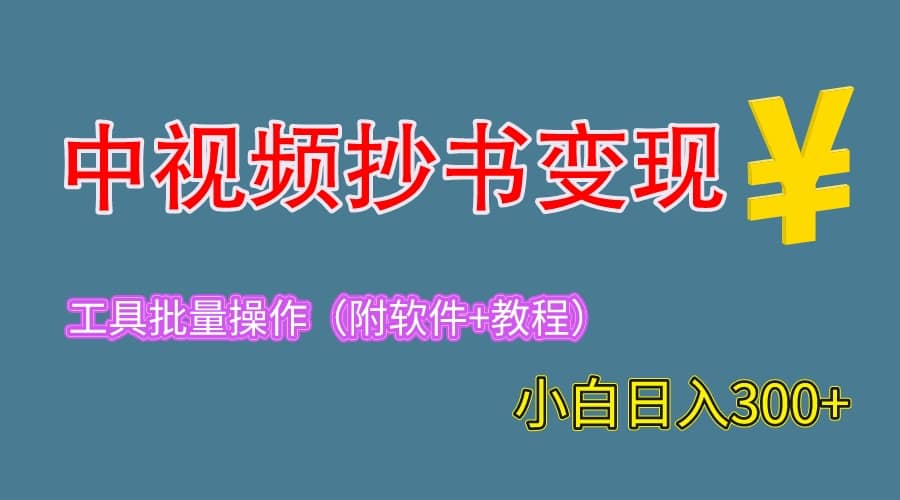 2023中视频抄书变现（附工具+教程），一天300+，特别适合新手操作的副业时点搞钱-网创项目资源站-副业项目-创业项目-搞钱项目时点搞钱