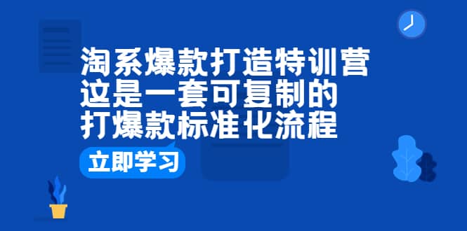 淘系爆款打造特训营：这是一套可复制的打爆款标准化流程时点搞钱-网创项目资源站-副业项目-创业项目-搞钱项目时点搞钱