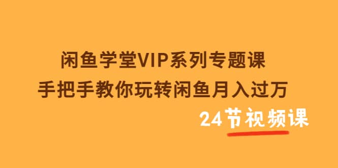 闲鱼学堂VIP系列专题课：手把手教你玩转闲鱼月入过万（共24节视频课）时点搞钱-网创项目资源站-副业项目-创业项目-搞钱项目时点搞钱