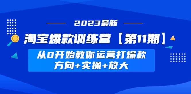 淘宝爆款训练营【第11期】 从0开始教你运营打爆款，方向+实操+放大时点搞钱-网创项目资源站-副业项目-创业项目-搞钱项目时点搞钱