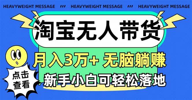 淘宝无人带货3.0高收益玩法，月入3万+，无脑躺赚，新手小白可落地实操时点搞钱-网创项目资源站-副业项目-创业项目-搞钱项目时点搞钱