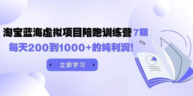 黄岛主《淘宝蓝海虚拟项目陪跑训练营7期》每天200到1000+的纯利润时点搞钱-网创项目资源站-副业项目-创业项目-搞钱项目时点搞钱