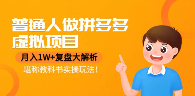 普通人做拼多多虚拟项目，复盘大解析，堪称教科书实操玩法时点搞钱-网创项目资源站-副业项目-创业项目-搞钱项目时点搞钱