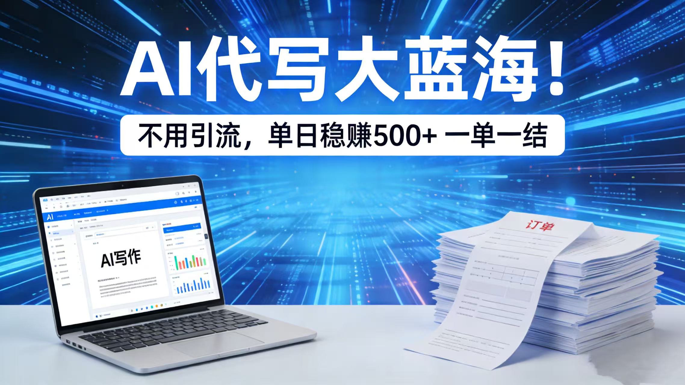 AI 代写大蓝海！不用引流，单日稳赚 500 + 一单一结时点搞钱-网创项目资源站-副业项目-创业项目-搞钱项目时点搞钱