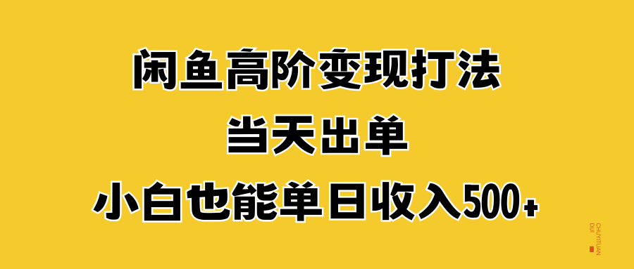 闲鱼高阶变现打法，当天出单，小白也能单日收入500+时点搞钱-网创项目资源站-副业项目-创业项目-搞钱项目时点搞钱