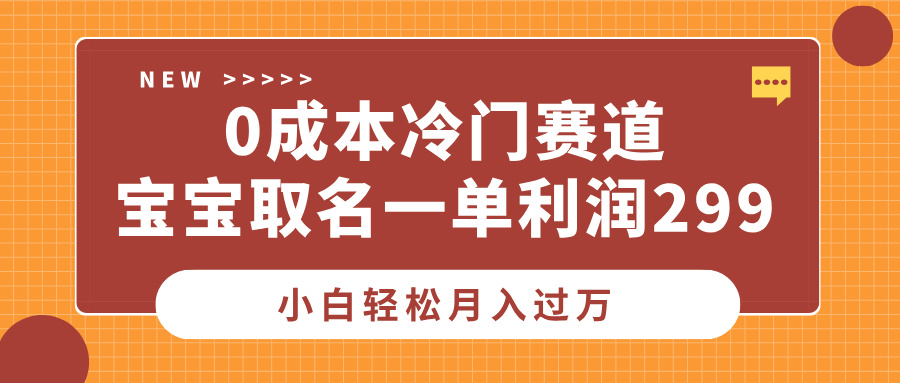 0成本冷门赛道，宝宝取名一单利润299，小白轻松月入过万时点搞钱-网创项目资源站-副业项目-创业项目-搞钱项目时点搞钱