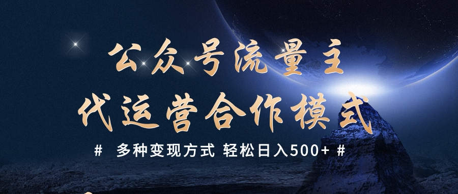 公众号流量主代运营  多种变现方式 轻松日入500+时点搞钱-网创项目资源站-副业项目-创业项目-搞钱项目时点搞钱