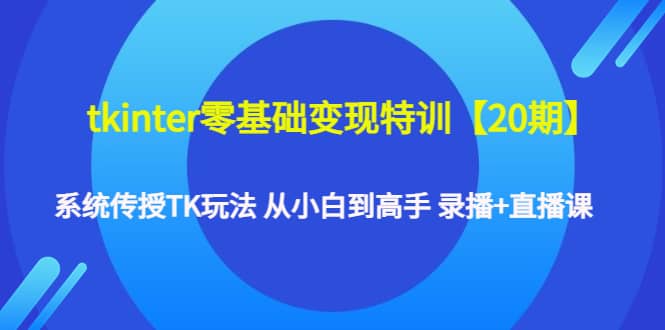 tkinter零基础变现特训【20期】系统传授TK玩法 从小白到高手 录播+直播课时点搞钱-网创项目资源站-副业项目-创业项目-搞钱项目时点搞钱