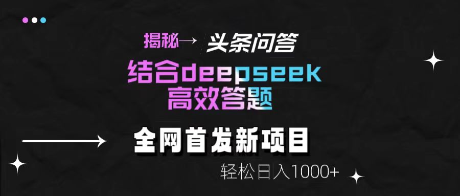 揭秘头条问答新玩法!结合deepseek高效答题,轻松日入1000+时点搞钱-网创项目资源站-副业项目-创业项目-搞钱项目时点搞钱