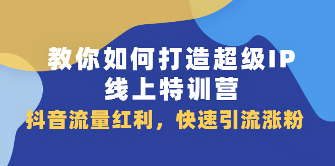 教你如何打造超级IP线上特训营，抖音流量红利新机遇时点搞钱-网创项目资源站-副业项目-创业项目-搞钱项目时点搞钱