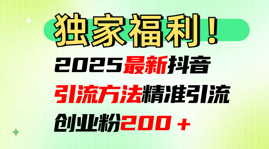 2025最新抖音引流方法每日精准引流创业粉200＋时点搞钱-网创项目资源站-副业项目-创业项目-搞钱项目时点搞钱
