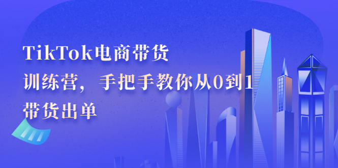 TikTok电商带货训练营，手把手教你从0到1带货出单时点搞钱-网创项目资源站-副业项目-创业项目-搞钱项目时点搞钱