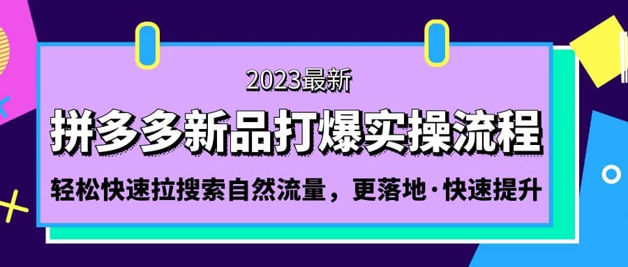 拼多多-新品打爆实操流程：轻松快速拉搜索自然流量，更落地·快速提升时点搞钱-网创项目资源站-副业项目-创业项目-搞钱项目时点搞钱