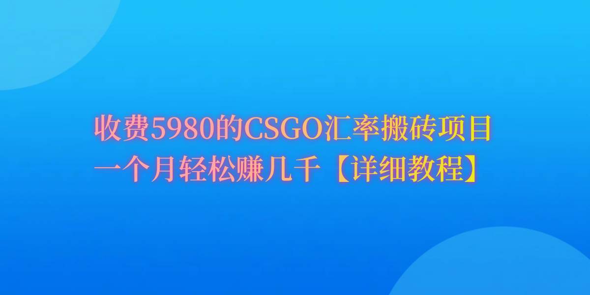 CSGO装备搬砖，月综合收益率高达60%，你也可以！时点搞钱-网创项目资源站-副业项目-创业项目-搞钱项目时点搞钱