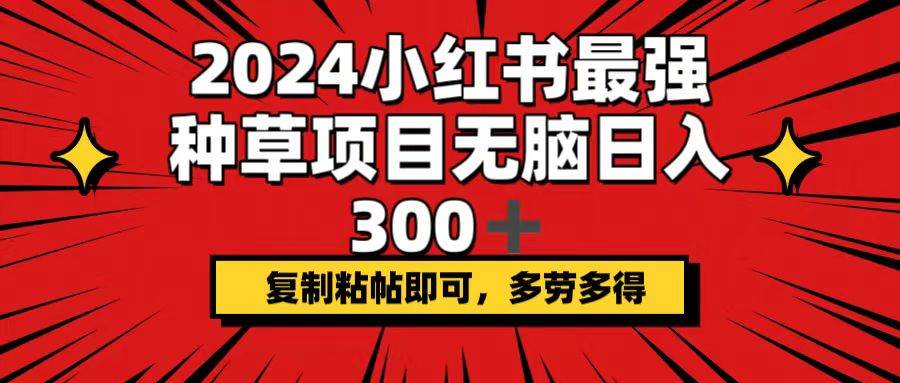 2024小红书最强种草项目，无脑日入300+，复制粘帖即可，多劳多得时点搞钱-网创项目资源站-副业项目-创业项目-搞钱项目时点搞钱