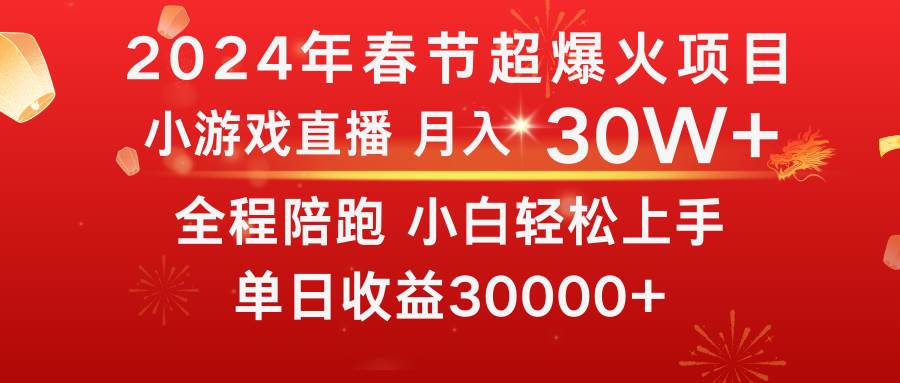 龙年2024过年期间，最爆火的项目 抓住机会 普通小白如何逆袭一个月收益30W+时点搞钱-网创项目资源站-副业项目-创业项目-搞钱项目时点搞钱
