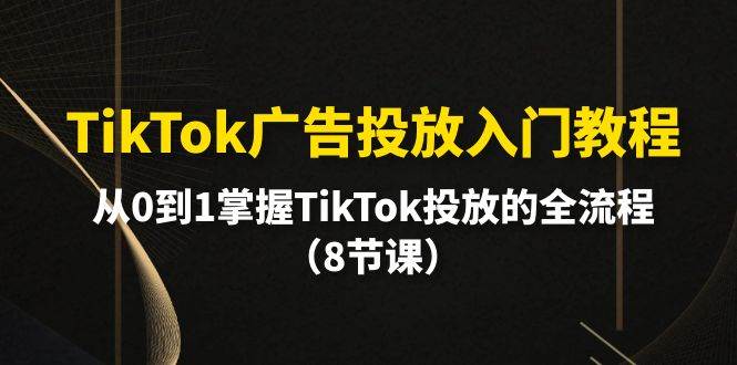 TikTok广告投放入门教程，从0到1掌握TikTok投放的全流程（8节课）时点搞钱-网创项目资源站-副业项目-创业项目-搞钱项目时点搞钱